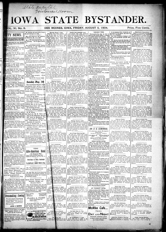 Contents include but are not limited to Corinthian Baptist church first service in new building soon, community news (Moline, Dubuque, etc.), man in Monroe County faces legal hanging, North Dakota murder may have bearing on another case, forged notes discovered at failed Grinnell bank, big fire at Albion, sympathetic strike order given to all union drivers, assassin who killed Russian Minister von Plehve passes away, and other topics.