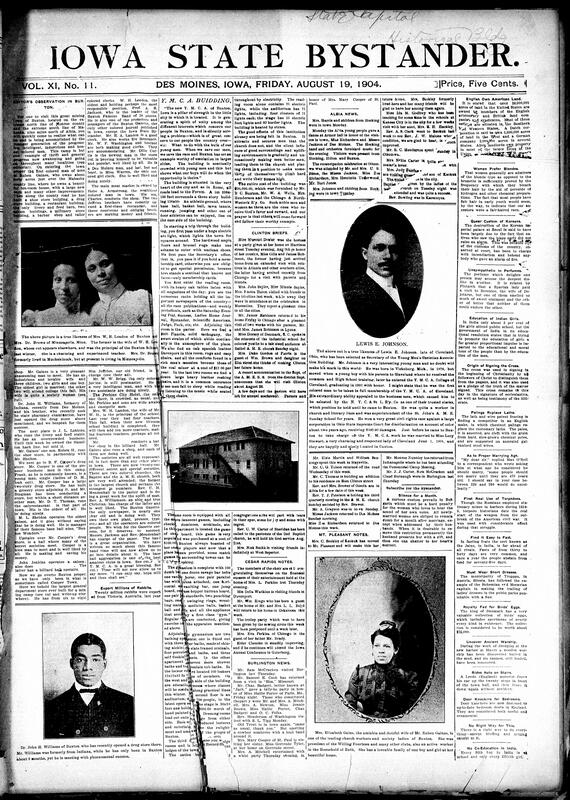 Contents include but are not limited to editors’ observations in Buxton, new YMCA building built in Buxton, images and descriptions of local figures in Buxton, community news (Clinton, Albia, etc.), storekeeper stops attempted robbery with gun, image describing how Russian fleet escaped Port Arthur, hungry Chicago rioters chase escaped steers for food, Japanese rescue six hundred from sunken Russian cruiser Rurik, Port Arthur Russian garrison refuses Japanese offer to surrender, and other topics.