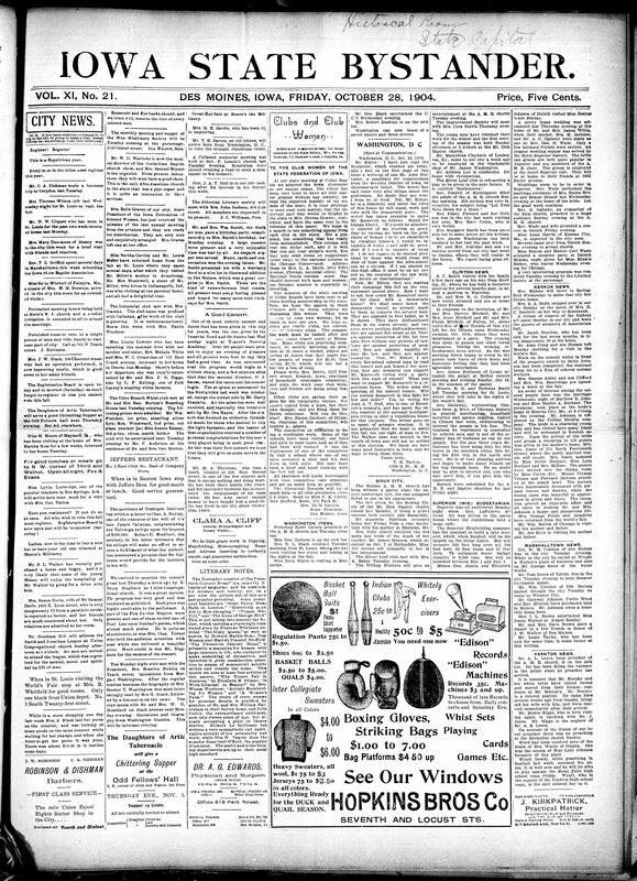 Contents include but are not limited to community news (Marshalltown, Keokuk, etc.), writer refuses Democrat Mulvaney endorsement and urges Republican party-line vote, Great Britain and Russia on brink of war while diplomacy continues (Dogger Bank Incident), British warships ordered to sea possibly shadowing Russian fleet, Czar apologizes to King Edward promising ample Russian reparations, long essay arguing that stimulants like tobacco, whisky, and coffee are “levelers” that ruin successful people, Russo-Japanese war, and other topics.
