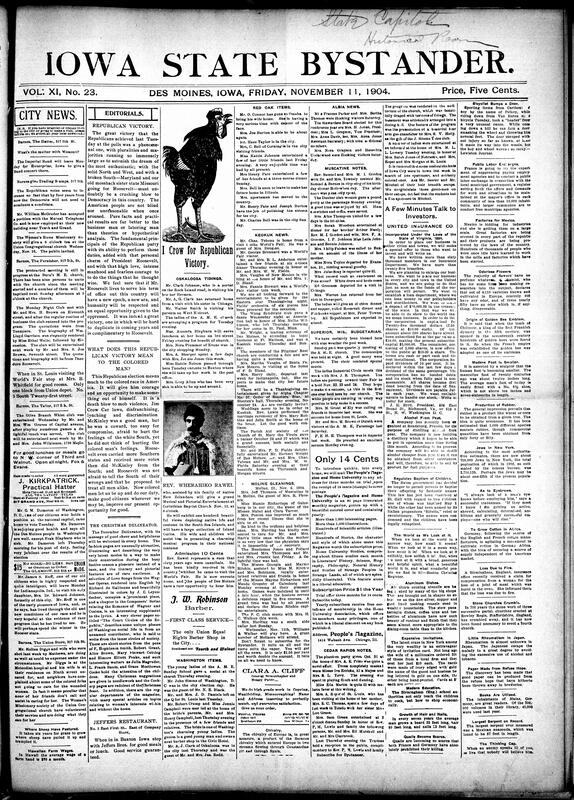 Contents include but are not limited to Republican victory in presidential elections, editorial hopes that Republican victory will end racial injustice, community news (Oskaloosa, Muscatine, etc.), table of President Roosevelt’s estimated voter plurality, Russia rejects peace overtures and will not brook outside mediation, Des Moines attorneys challenge constitutionality of new primary law, and other topics.