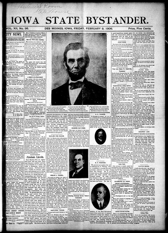 Contents include but are not limited to local social news (illnesses, visits, weddings, funerals), religious activities and revivals (Union Congregational, Corinthian Baptist, St. Paul A.M.E.), women’s clubs and literary societies (Carnation Club, Embroidery Club, Reading Societies), political commentary (state and local endorsements, Galveston plan opposition), tributes and obituaries (Rev. Harper, Mrs. Powell), cultural events (lectures, musical programs), civic updates from legislative sessions, and regional news from Des Moines, Burlington, Albia, Buxton, Keokuk, and Colfax, and other topics.