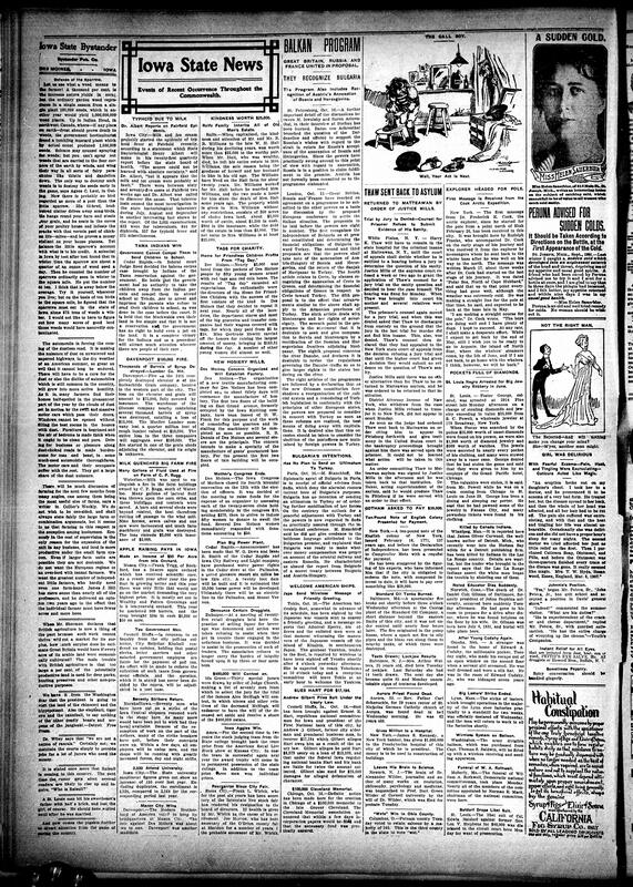 Contents include but not limited to Des Moines social, church, and club updates, emphasizing preparations for the upcoming November election and reminders to register under the new city voting law. Local clubs like Callanan and Intellectual Improvement held events, and the Men’s League at Union Congregational promoted moral and civic discussions. Dr. J.H. Williams of Buxton was appointed by Governor Cummins as Iowa’s delegate to the National Fair Association in Mobile, Alabama—an honor for the state’s African American professionals. Rev. W.S. Brooks gave his farewell lecture on the Holy Land before leaving for Tennessee, and an edict formalized the Iowa Grand Chapter O.E.S., recognized by the Grand Lodge, and other topics.