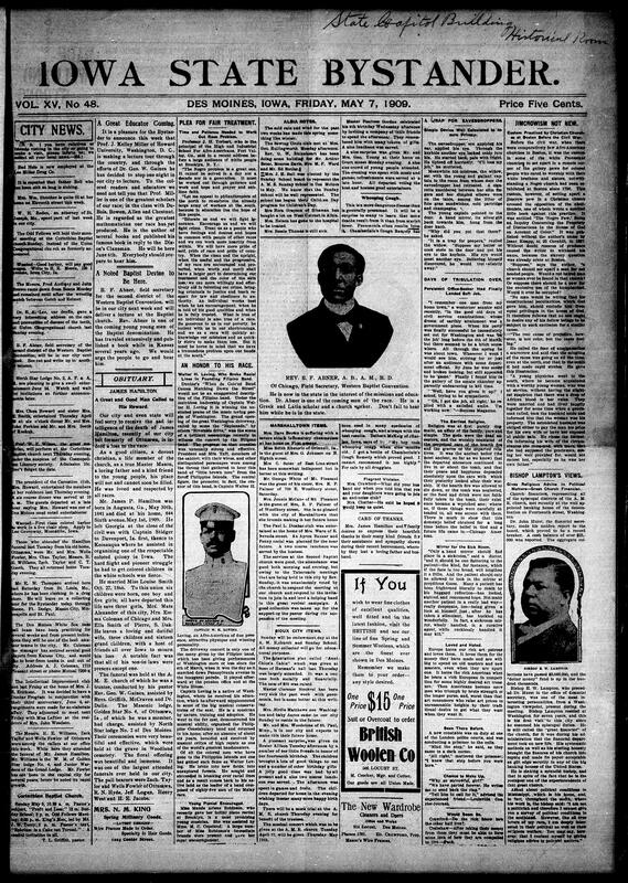 Contents include but not limited to reports on social and religious events within African American communities such as church meetings, missionary work, and educational lectures by prominent figures like Prof. J. Kelley Miller and Rev. B. F. Abner. There are accounts of local tragedies including the death of James Hamilton and a murder charge against Peter Pinch. Political and legal developments are covered including challenges to Iowa’s anti-pass law and Supreme Court decisions affecting railroads. Agricultural and economic insights highlight Canada’s growing role as a wheat producer and tariff debates in the U.S. Senate. Cultural notes mention the Filipino band led by Captain Walter H. Loving and historical reflections on Jim Crow practices. Public health advice and personal stories about overcoming illness also appear, along with community activities and crime reports. The document further touches on national celebrations, immigration issues, and technological advances in entertainment.