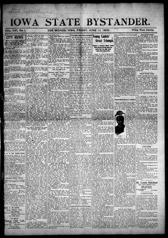 Contents include but not limited to the annual meeting of Iowa Odd Fellows and Household of Ruth with officer elections and social events in Des Moines, Professor Kelly Miller’s visit highlighting President Taft’s popularity at Howard University and the success of African American graduates. The document reports on a Keokuk colored student winning a prestigious prize and receiving a scholarship to Tuskegee Institute. It covers competitive drills among cadet companies from various schools with Company E excelling. There is also mention of the centenary celebration of Miami University in Ohio, social workers’ national conference in Buffalo, and the Wright brothers being honored by President Taft. Other news includes local church activities, crime incidents, natural disasters, political developments, and educational advancements. The report concludes with details about the Norwegian Lutheran conference and the Union American M.E. Church’s religious work.