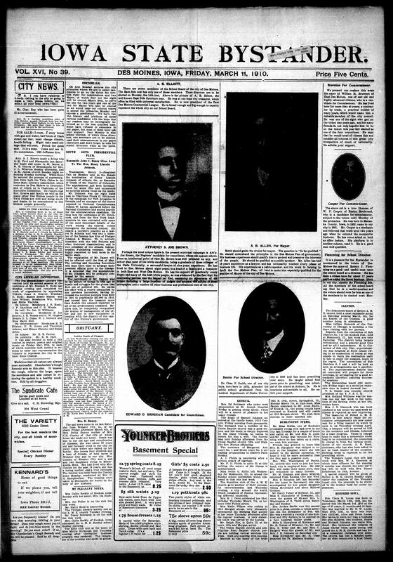 Contents include but are not limited to local news, society items, religious and fraternal reports, political announcements and endorsements (including several candidates for mayor, council and school board), community events literary contests, banquets, revivals school meetings), advertisements for medicines and consumer goods, reports of regional and national news (mine explosion in Alaska, strikes in Philaldelphia, congressional and presidential happenings, Brazil's new president), fraternal organization activities Knights of Pythias, Odd Fellows, Masons, health and household advice and numerous classifieds and notices it mixes community focused items about Des Moines and surrounding Iowa towns with syndicated national stories, Opinion pieces and commercial promotions typical of a local African American weekly of the era.