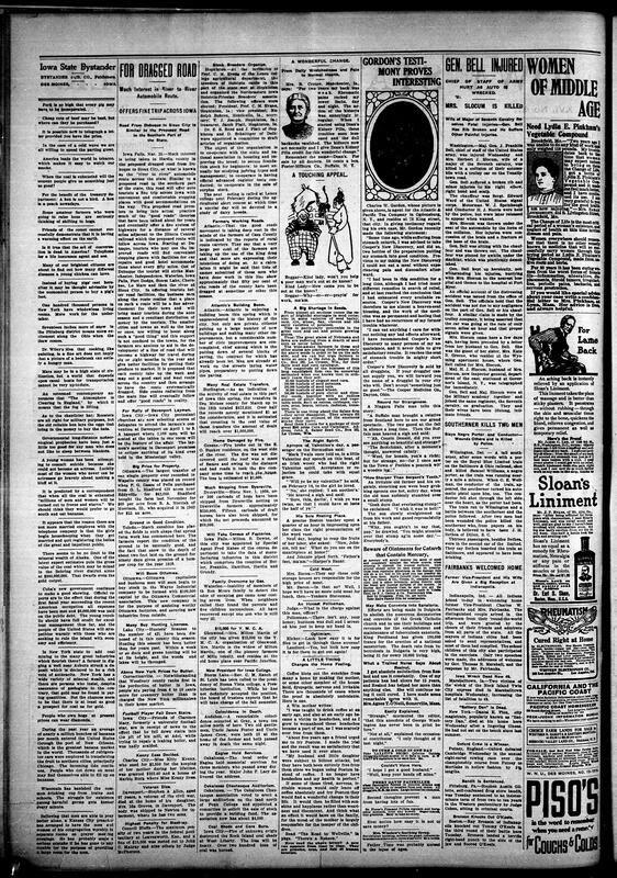 Contents include but are not limited to local community news, social and church notices, and personal items weddings, births, illnesses, club meetings, civic and political endorsements mayoral and council candidates and funeral/memorial items with broader regional and national pieces: reports on Black legal milestones admission of Black lawyers in Maryland, race-related commentary and organization news Afro-American happenings, Lyceum, state and national conventions, crime and accident reports, and human-interest vignettes. The paper is interspersed with abundant advertisements and classifieds for products medicines, cosmetics, clothing seeds, nursery stock, services and events, notices of upcoming meetings and programs, plus short syndicated columns, anecdotes and practical items farm and good-roads news, reflecting the social, civic and commerical life of Des Moines's Black community and its connections to wider news in March 1910.