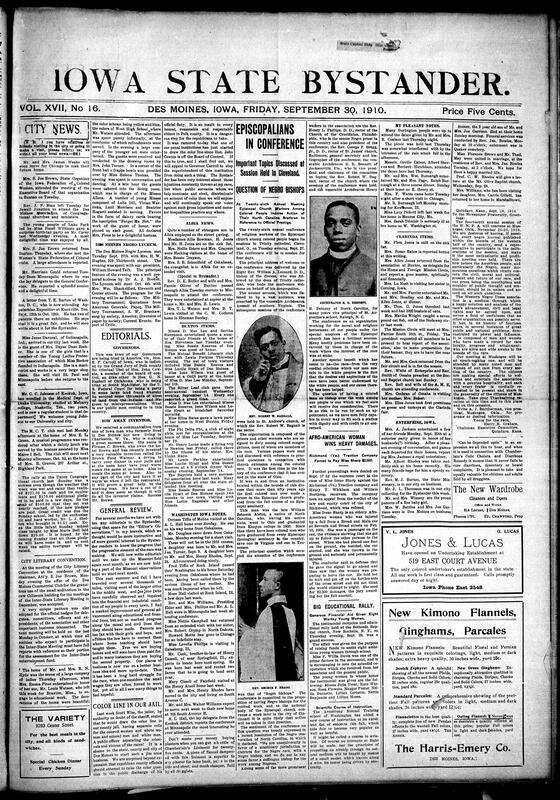 Contents include but are not limited to social news club and church activity, civic developments, business notices and education items editorails note material and educational gains for Black communitites but criticize laggin moral/civil progress. It also carries wider regional and national reporting. Secretary sumer ordering condemnation of contaminated Cedar Rapids wells after typhod cases, the Illinois senat's lorimer bribery investigation expanding to admit "jack-pot" testimony, an anticipated Sherman Act suit to dissolve the American Sugar