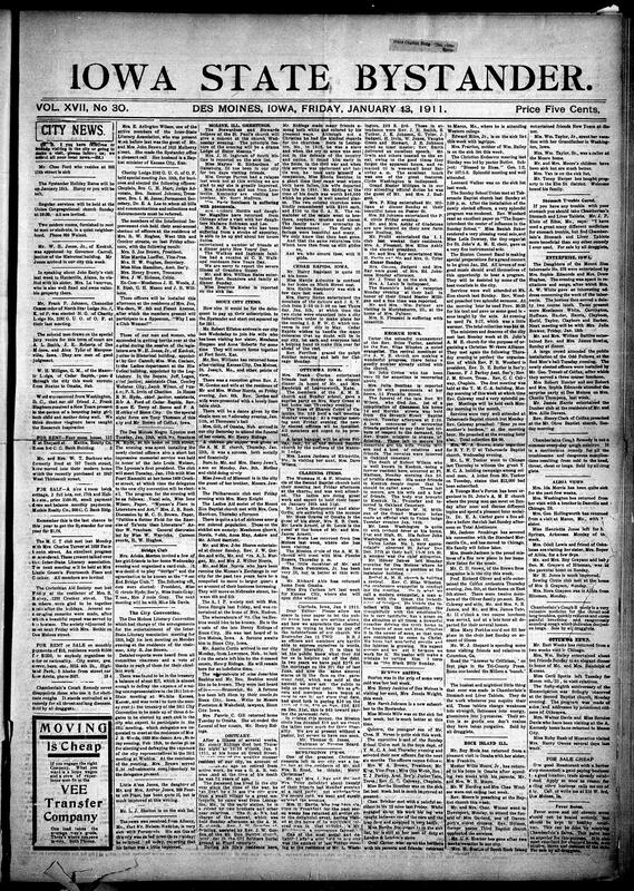 Contents include but are not limited to social events, club activities, personal announcements, advertisements, and political updates primarily from Iowa in the early 20th century. It includes reports on intellectual clubs, church services, health remedies, real estate sales, and social gatherings. There are detailed excerpts from Governor B.F. Carroll’s inaugural address reviewing Iowa’s progress over fifty years, emphasizing agricultural development, education, infrastructure improvements, tax reforms, public utilities regulation, and the importance of retaining youth on farms. The document also covers legislative actions such as pension bills, state governance issues, and public utility commissions. Additionally, it contains promotional content for hair treatments by Madame T.D. Perkins, testimonials, and various community notices, reflecting the social and economic life of the time