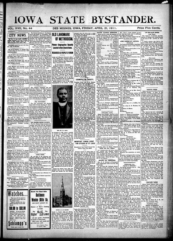 Contents include but are not limited to local news and social updates from various Iowa towns such as Des Moines, Albia, Ottumwa, Clinton, Keokuk, Moline(Illinois), and others, highlighting community events, church activities, club meetings, weddings, illnesses, and funeral within the Black communities. The paper also reports on broader topics including industrial growth statistics for Iowa cities, political developments like tariff debates and congressional reapportionment, national and international news such as peace negotiations in Mexico, labor strikes in Michigan, and cultural events like the opening of St. John the Divine Cathedral in New York. Additionally, it features serilized fiction, advice colums, humor, and advertisements for prodcuts and services relevant to its readership. The overall tone reflects a focus on community cohesion, progress, education, religious life, and civil rights issues pertinent to African Americans in early 20th-century Iowa and beyond.