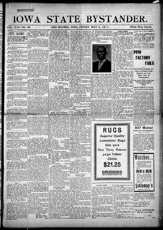 Contents include but are not limited to local news and social updates from various Iowa towns and nearby states, including personal health reports, social club activities, church events, business openings and community gatherings. The paper highlights notable visitors, marriages, illnesses, funerals and cultural events such as musical entertainments and literary meetings. It also covers broader topics like political developments committee actions on direct election of, national and international news level cases, and advertisements for products and services relevant to its readership. The publication serves as a vital source of informaion and connection for the African American community in Iowa and surrounding areas during this period.