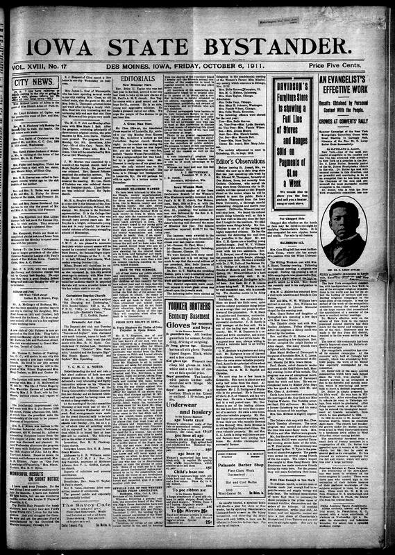 Contents included but are not limited to local news, social events, church activities, club meetings, and notable visitors. It highlights issues such as racial discrimination exemplified by the ejection of E. Tracy Blagburn from a theater due to segregation, efforts to improve education and employment opportunities for Black teachers in Iowa, and religious revival work by prominent figures like Rev. Dr. C. Leroy Butler. The paper also reports on organizational meetings including the Western Negro Press Association and the Women’s Mite Missionary Society, along with cultural and intellectual clubs discussing literature and music. Additionally, it touches on broader topics such as political developments, labor strikes, legal cases, and social commentary, reflecting both local community life and wider African American concerns of the era.
