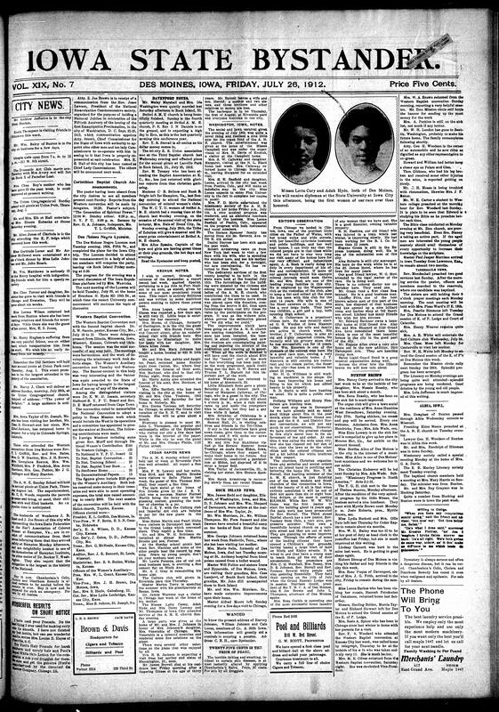 Contents include but not limited to a collection of community news from multiple towns, reports on church services and pastors with sermon topics and schedules, social visits and travel of residents with named guests and purposes, civic improvements and building projects with locations and owners, church and Sunday school picnics with dates and meeting places, convention participation and officers named with funds raised and pledges, funeral notices with family survivors and burial details, public health and sanitation appeals with proposed classes and facilities, an education honor and degree conferred with institutional praise, and other topics.