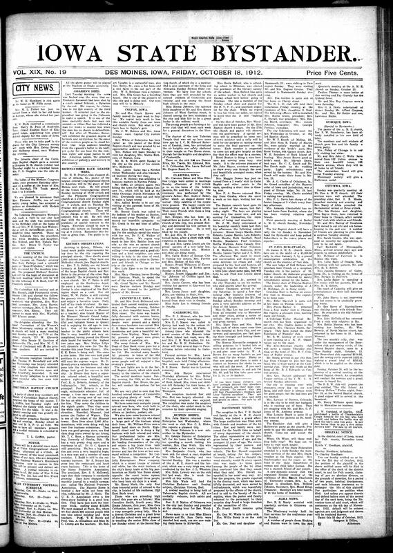 Contents include but are not limited to a contains a rich collection of local news, social events, church activities, personal announcements, and community updates primarily focused on African American communities in Iowa and nearby states. The paper reports on health, visits, marriages, funerals, club meetings, religious services, educational achievements, business ventures, and social gatherings. It also includes notices such as legal divorce filings, advertisements for local businesses, and editorials touching on race relations, cultural pride, and social progress. Additionally, there are human interest stories, historical notes, and commentary on broader topics like patriotism, health and international affairs, reflecting the concerns and life of the African American population at that time.