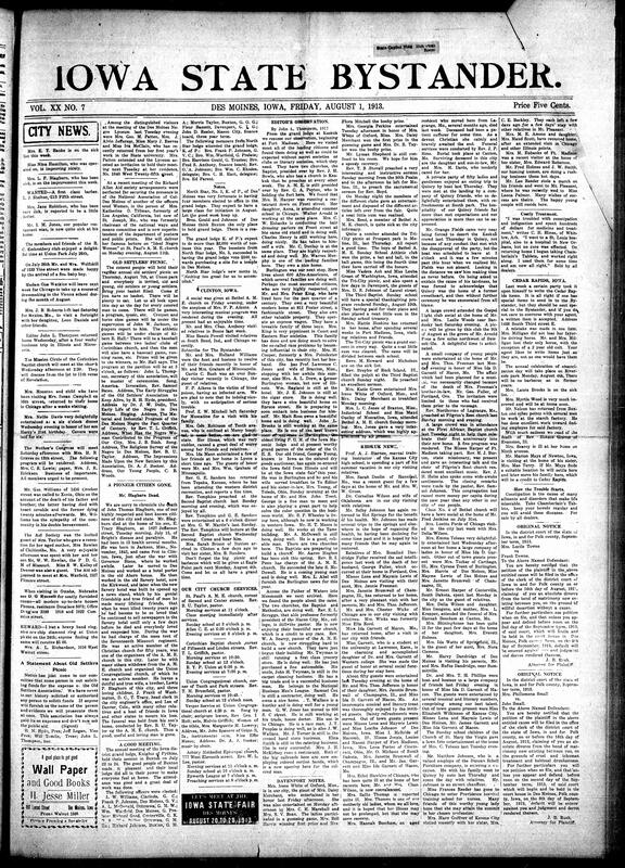 Contents include but are not limited to local social news (illnesses, weddings, travel, home visits, club gatherings, funerals), religious services and activities (St. Paul A.M.E., Corinthian Baptist, Union Congregational), club meetings and entertainments (Carnation Club, Dramatic Art Club, Progressive Lyceum, Mysterious Twenty Club), regional updates from Albia, Buxton, Colfax, Fort Madison, Galesburg, Keokuk, Ottumwa, and Davenport, coverage of the Knights of Pythias Grand Lodge and Court of Calanthe meetings, political commentary and racial justice editorials (including criticism of Rev. G.L. Blackwell’s speech), obituaries and memorials (including Dr. George B. Key and J.H. McAfee), as well as updates on the musical and professional achievements of community members, and other topics.