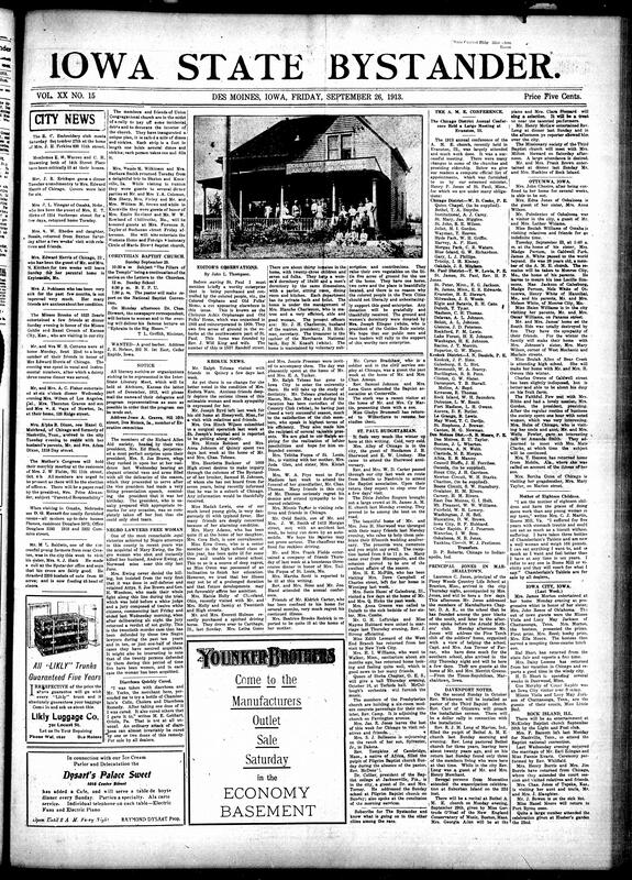 Contents include but are not limited to local social news (illnesses, visits, dinner parties, weddings), religious events and services (Union Congregational rally, Corinthian Baptist lectures, conference appointments from A.M.E.), club activities (Women's Home and Foreign Mission Circle, R.C. Embroidery Club, Richard Allen Aid Society, Mother's Congress), legal success of Black attorneys in murder trial, detailed coverage of St. Paul’s Crispus Attucks Orphanage, updates from Keokuk, St. Paul, Davenport, Ottumwa, Iowa City, and Rock Island (funerals, education, accidents, travels), lecture visits from Principal Laurence C. Jones, and other topics.