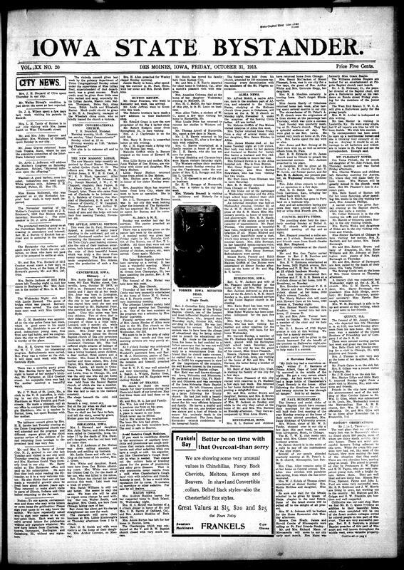 Contents include but are not limited to local social news (visits, illnesses, parties, funerals), religious activities and revivals (Corinthian Baptist, Second Baptist), club and Masonic lodge meetings (Golden Circle Lodge, various church auxiliaries), obituary tributes (Mrs. Annie Bell Jeter, Rev. J. Cornelius Reid), regional updates from Buxton, Macon, Oskaloosa, Albia, Burlington, Quincy, and St. Paul, and other topics.