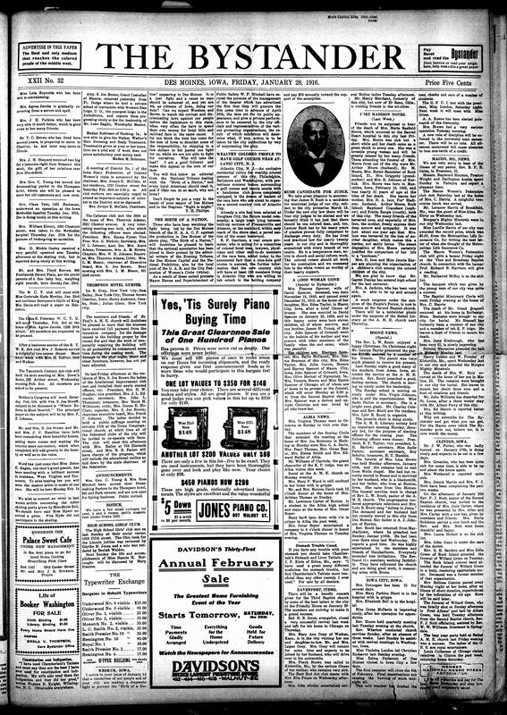 Contents include but are not limited to groups join NAACP in protest against film, wealthy Black people plan to build golf course near Atlantic City, community news (Boone, Albia, etc.), interesting plan to communicate with Martian inhabitants, supposedly torpedo-resistant battleships being built for the U.S., prisoners of war, and other topics.
