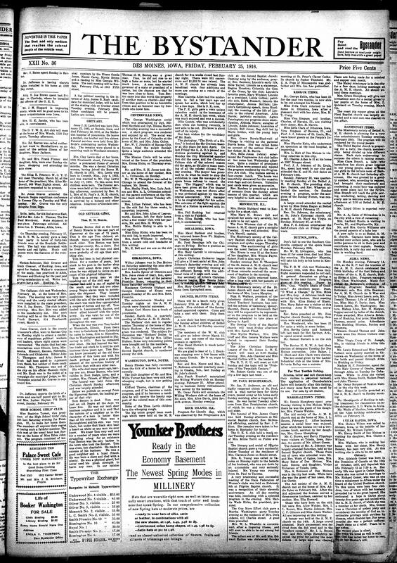 Contents include but are not limited to obituaries, community news (Centerville, Keokuk, etc.) British forces successfully evacuate Gallipoli peninsula, artificial limb innovations, new ruins found in Euphrates Valley believed to be “Babel Tower”, bungalow construction plan, food tips, and other topics.