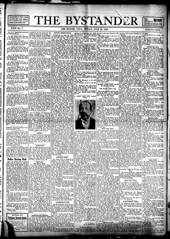 Contents include but are not limited to obituaries, news editors’ observations of Black communities, community news (Ottumwa, Buxton, etc.), higher Northern wages attack Southern Black laborers, army aviators in Paris go through specialized training, remarkable leg surgery done to a soldier in Paris, and other topics.