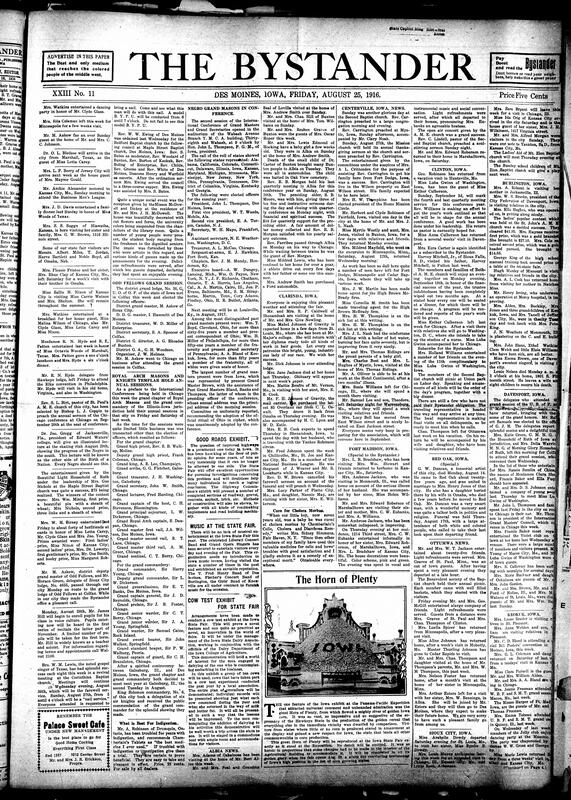 Contents include but are not limited to Royal Arch Masons holds annual session, 2nd annual session of the International Conference of Grand Masters, Iowa State Fair activities and exhibits, community news (Clarinda, Burlington, etc.), around 50 noble’s sons die as soldiers in war, China's opium ban boosts Persian trade, and other topics.