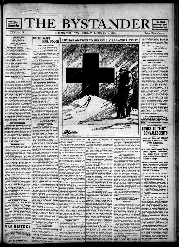 Contents include but are not limited to a poem questioning Black recognition in post-war reconstruction, Illinois Black fraternal society holds successful semi-annual meeting, soldiers cited for heroism in WWI, Inter-Church Revival, European Tuberculosis reports, and other topics.