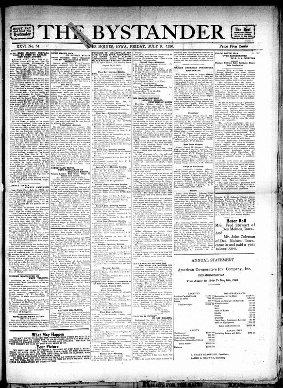 Contents include but are not limited to fraternal order Elks organizing convention in Kansas City, campaign started in New York with the aim of making a Black man the president of the U.S. and seeking to abolish Jim Crow laws and lynching, sixteen Black men nominated in the primaries in West Virginia, argument about Southern Black voters leading to the suppression of their votes.