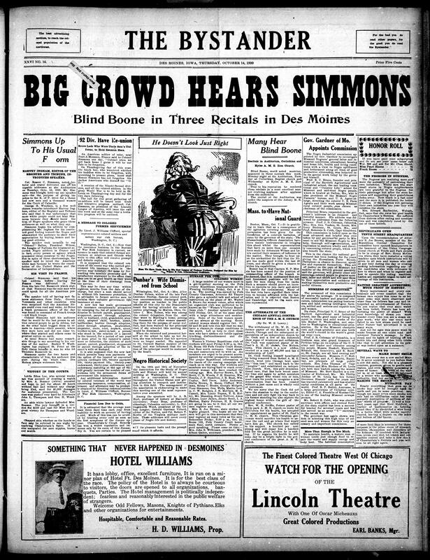 Contents include but are not limited to musician “Blind” Boone performs at various churches, speech from Roscoe C. Simmons, message to Black veterans about benefits, female Black teacher dismissed for attending social justice pilgrimage, and other topics.