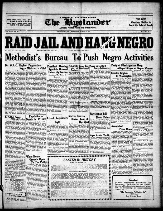 Contents include but are not limited to a thought piece from the Editorial about lynching, news on science about aging, medical advertisements, electric washer advertisements, hair product advertisements, beauty product advertisements, and other topics.