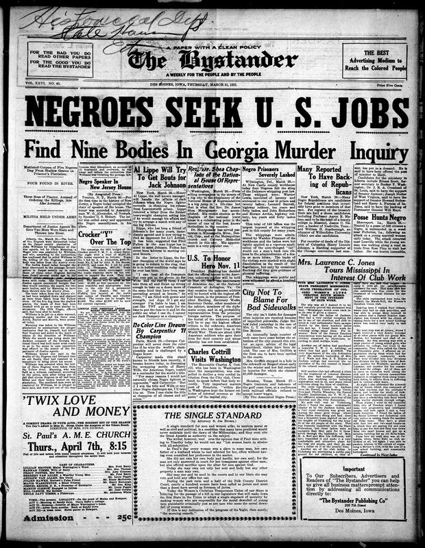 Contents include but are not limited to the announcement of the first black chair of speaker of the house in New Jersey, horrible murder incident of 9 Black people in Atlanta, Georgia, black republicans running for federal positions, boxer Georges Carpentier from France welcoming challengers from any race or class, and other topics.