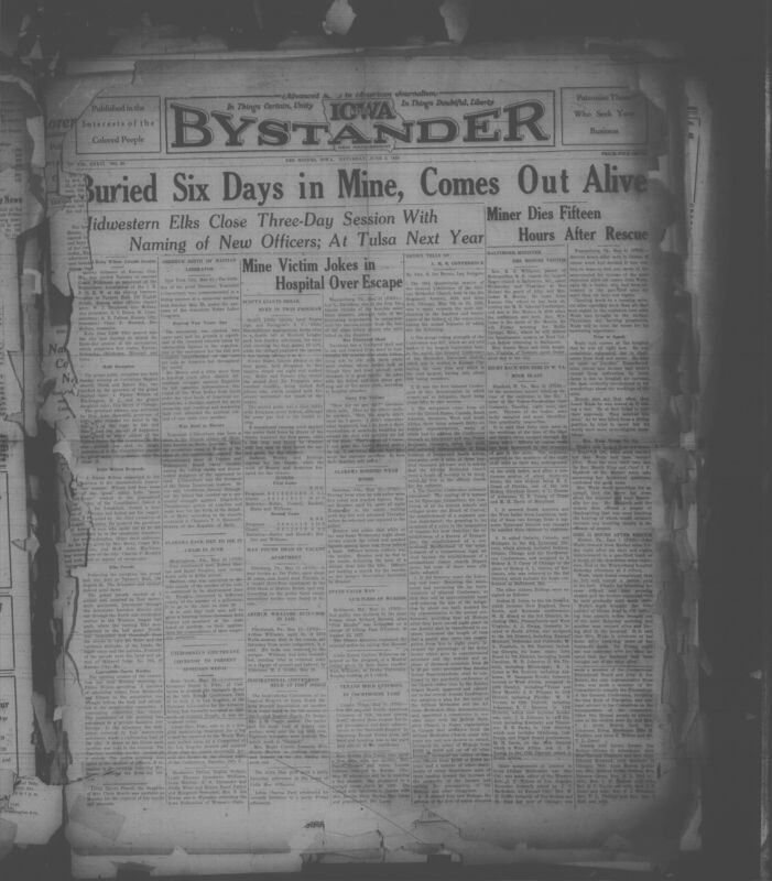 Contents include but are not limited to mine explosion victim John Wade dies shortly after rescue, Midwestern Elks conclude three-day convention with elections and grand parade, eight Black miners killed in West Virginia coal mine blast, S. Joe Brown recaps historic A.M.E. General Conference legislative changes, injured mine explosion survivor Lott Davidson recovers in Waynesburg hospital, and other topics.