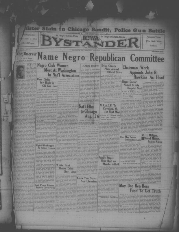 Contents include but are not limited to John R. Hawkins appointed head of Negro Voters' Division, first Black physician appointed to Cleveland City Hospital staff, National Association of Colored Women holds sixteenth biennial session, NAACP selects Cleveland to host twentieth annual conference, National Elks convention to bring 100,000 members to Chicago, and other topics.