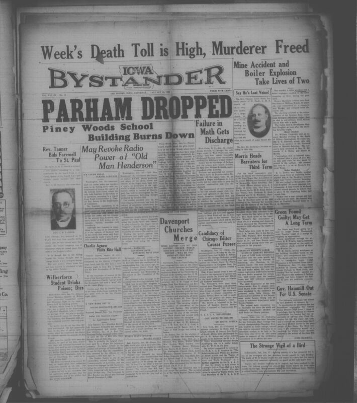 Contents include but are not limited to Murderer freed, Mine accident and boiler explosion takes two lives, Parham dropped, Piney woods school building burns down, Green found guilty; may get a long term sentence, Wilberforce student drinks poison; dies, and other topics.

