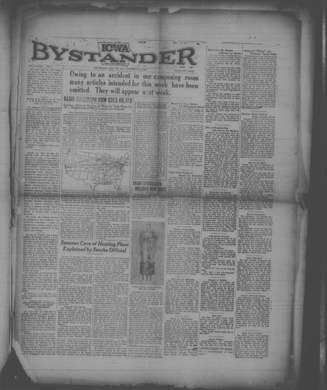 Contents include but are not limited to California American Legion urges national action to stop lynching, New radio telegraph network planned to connect major US cities globally, Youth selected as officer highlights rising young leadership, Southern commission begins scientific study to identify causes of lynching and prevention methods, and other topics. 

