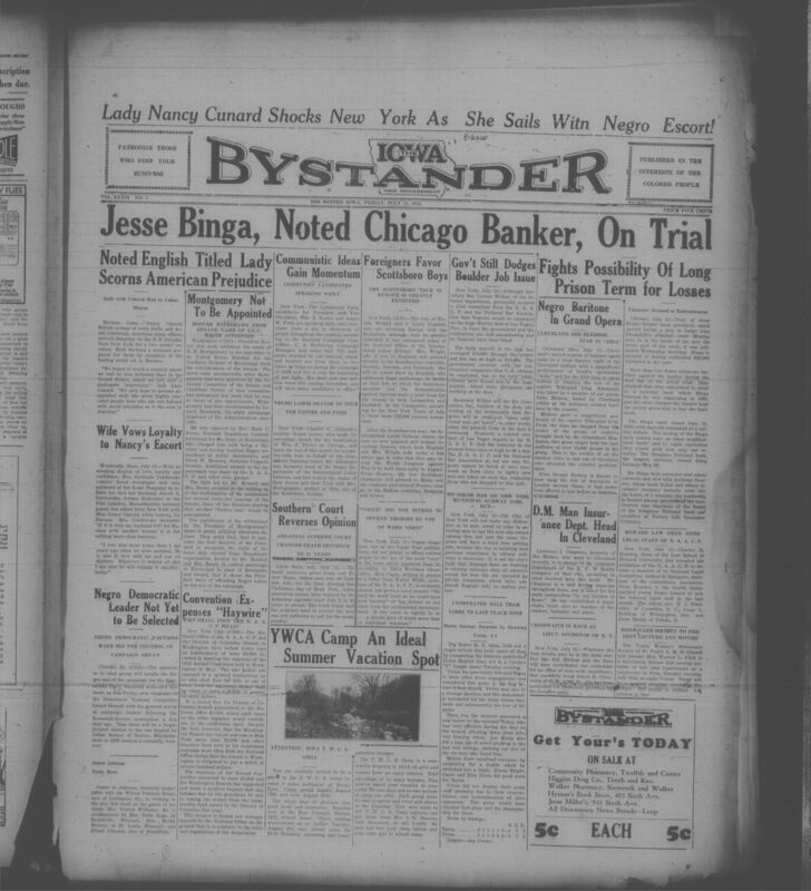 Contents include but are not limited to Chicago banker Jesse Binga faces trial for embezzling $39,000, Jules Bledsoe makes history starring in Cleveland's Aida opera, government contractors avoid hiring Black workers for Hoover Dam project, Scottsboro boys' advocates extend their European defense support tour, President Hoover withdraws controversial lily-white Mississippi US Marshal nomination, NAACP national office and Washington branch dispute conference expense deficit, and other topics.