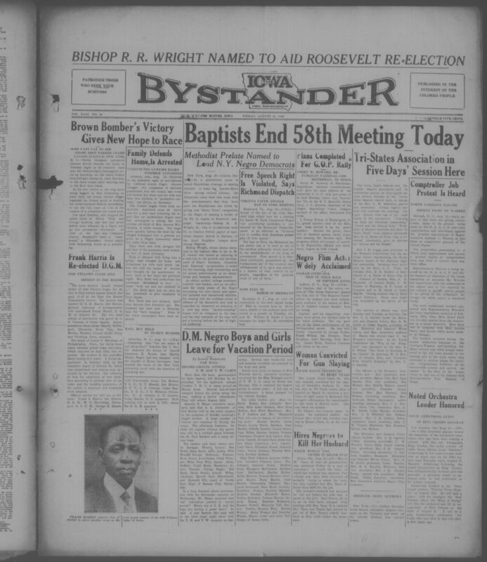 Contents include but are not limited to sports news, crime and legal cases, civil rights and racial violence, political affairs and elections, community and fraternal organizations, religious activities and church news, youth and educational programs, art and entertainment, society and local news, editorial commentary, and advertisements and public notices, and other topics.