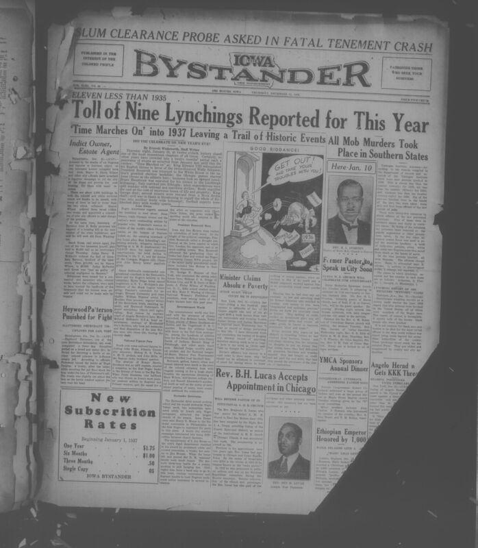 Contents include but are not limited to Philadelphia Tenement Collapse Triggers Citywide Campaign to Eliminate Unsafe Slums and Expand Low Cost Housing, Review of 1936 Highlights Major Political Global and Civil Rights Events Affecting Negro Americans, Scottsboro Defendant Haywood Patterson Disciplined After Jail Altercation, Tuskegee Report Finds Sharp Drop in 1936 Lynchings While Warning of Hidden Cases, and other topics. 
