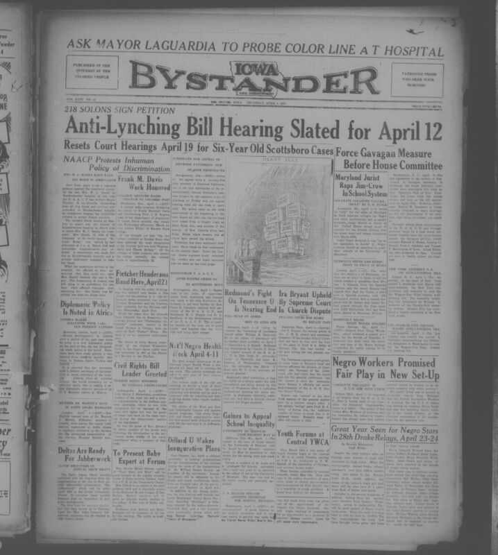 Contents include but are not limited to Anti Lynching Bill Hearing Slated for April 12 as Congress Moves Toward Federal Action, Supreme Court Resets April 19 Hearings in Long Running Scottsboro Case Appeals, NAACP Protests Inhuman Hospital Treatment That Led to Death of Mrs W C Handy, Maryland Judge Criticizes Separate Colleges as Harmful to Equality, New York Assembly Approves Memorial Supporting Federal Anti Lynching Bill, Birmingham NAACP Brings Easter Aid and Support to Jailed Scottsboro Defendants, and other topics. 
