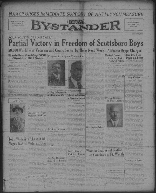 Contents include but are not limited to Four Scottsboro Boys freed as Alabama drops charges marking partial legal victory, Florida Black citizens defy Klan intimidation and illegal ballots to demand voting rights, Senate urged to act on federal anti lynching bill after surge of violent racial attacks, Black American volunteers hailed as heroes fighting fascism on Madrid front, Youngstown steel strike ends with workers winning union recognition, and other topics. 
