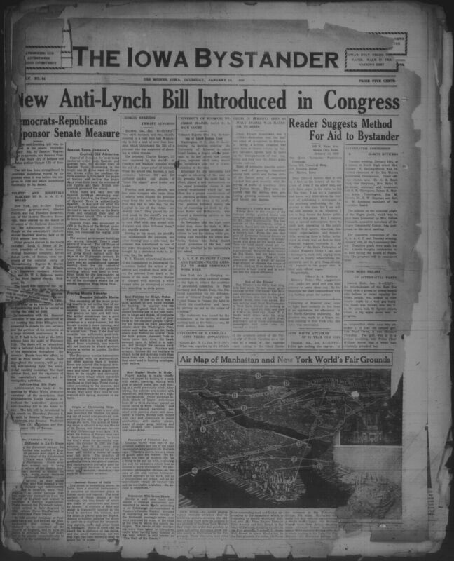 Contents include but are not limited to Anti lynching bill introduced in Congress to make mob violence a federal crime, Georgia sheriffs thwart attempted lynching by protecting a black teenager from a mob, Supreme Court reaffirms order for University of Missouri to admit Lloyd Gaines, NAACP announces nationwide effort to fight Nazi persecution and racism, University of North Carolina receives its first Black application testing segregation policies, and other topics. 
