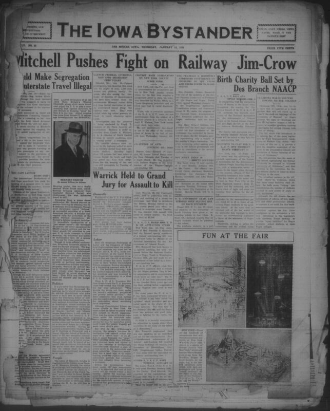 Contents include but are not limited to Mitchell Pushes Federal Fight to Make Railway Jim Crow Segregation Illegal, Federal Investigation Launched Into Evicted Mississippi Missouri Sharecroppers Facing Starvation, Bernard Baruch Urges Massive U.S. Defense Program to Protect Western Hemisphere, NAACP Protests New York Juror Race Question as Threat to Fair Courts, Mrs. Franklin Roosevelt Endorses Federal Anti Lynching Legislation, Edward P. Costigan Co Author of Anti Lynching Bill Dies, and other topics. 
