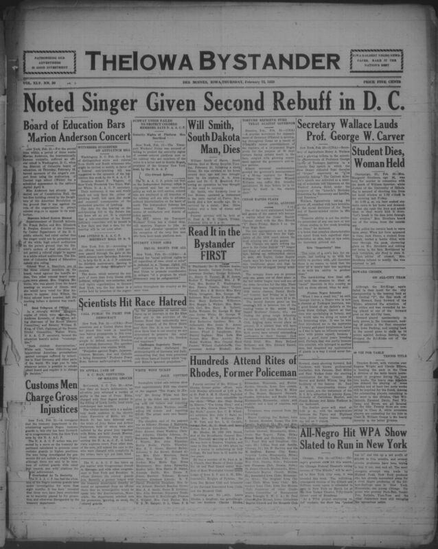 Contents include but are not limited to Board of Education Bars Marian Anderson Concert to Enforce Segregated School Policy, NAACP Urges Witnesses to Support Federal Anti Lynching Bill and Expose Social Consequences, Five Thousand Attend NAACP Thirtieth Anniversary Birthday Ball to Demonstrate National Support Against Racism, Student Union Demands Equal Political Rights to Defend Democracy in American Colleges, and other topics. 
