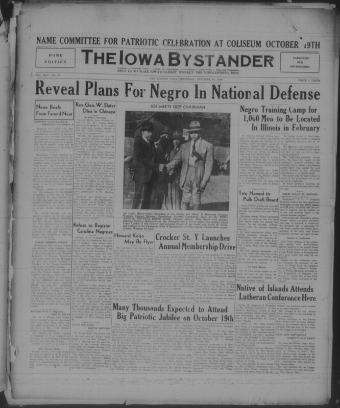 Contents include but are not limited to training camps moved to Illinois, black people unable to register to vote in carolina, patriotic jubilee on october 19th, and other topics
