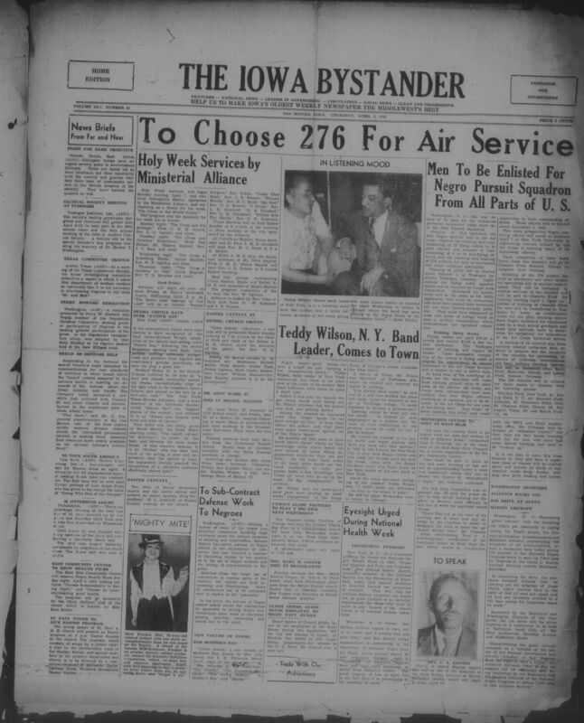 Contents include but are not limited to Ethiopian guerrilla fighters aid British drive to reclaim Ethiopia, Texas legislators challenge respectful treatment of Black welfare clients, Republican Party adopts resolution to expand Black leadership roles, U.S. Army orders Negro officers and recruits to build first Black Air Corps unit at Tuskegee, Ministers back campaign for 7000 Black jobs at Glenn Martin aircraft plant, and other topics. 
