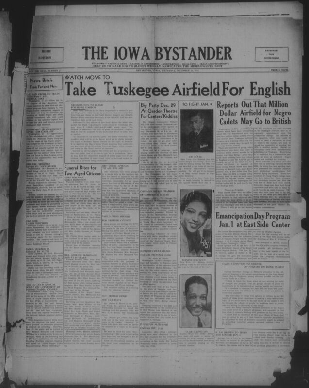 Contents include but are not limited to Red Cross launches mass first aid training for air raid emergencies, Roosevelt praises National Negro Congress support for war unity, Navy discharges recruit over messman only policy exposing discrimination, Insurance workers reject CIO unionization vote, Reports warn British cadets may take Tuskegee airfield threatening Negro pilot program, NAACP argues Negroes not to blame for Pearl Harbor due to Navy exclusion, Joe Louis to fight for Naval Relief Fund backing war aid, and other topics. 
