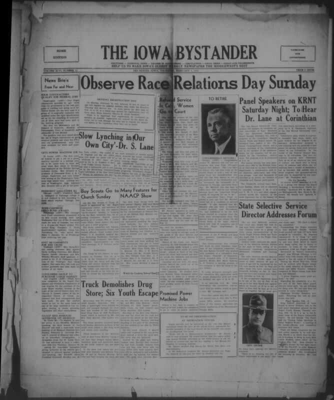 Contents include but are not limited to Negro Contractors Qualify for Federal Defense Construction Jobs, First Colored Woman Hired as Power Machine Operator on Defense Project, NAACP Presses Missouri Governor and President for Federal Anti Lynching Action After Sikeston Case, Truck Smashes Neighborhood Drug Store as Six Youth Escape Injury, Congressman Arthur W Mitchell Announces Retirement from Congress, and other topics. 
