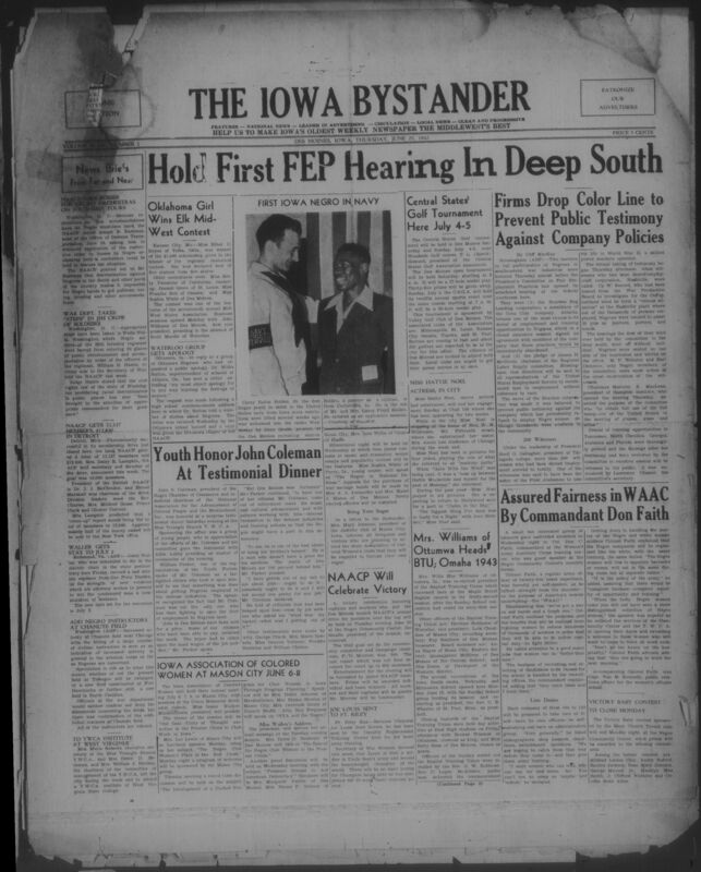 Contents include but are not limited to Army acts against Jim Crow treatment of Negro soldiers, NAACP Detroit drive exceeds membership and fundraising goals, Governor grants stay of execution to Odell Waller amid new evidence, War Department adds Negro instructors as aviation training expands, First Fair Employment Practices hearing forces southern firms to drop racial hiring barriers, and other topics. 
