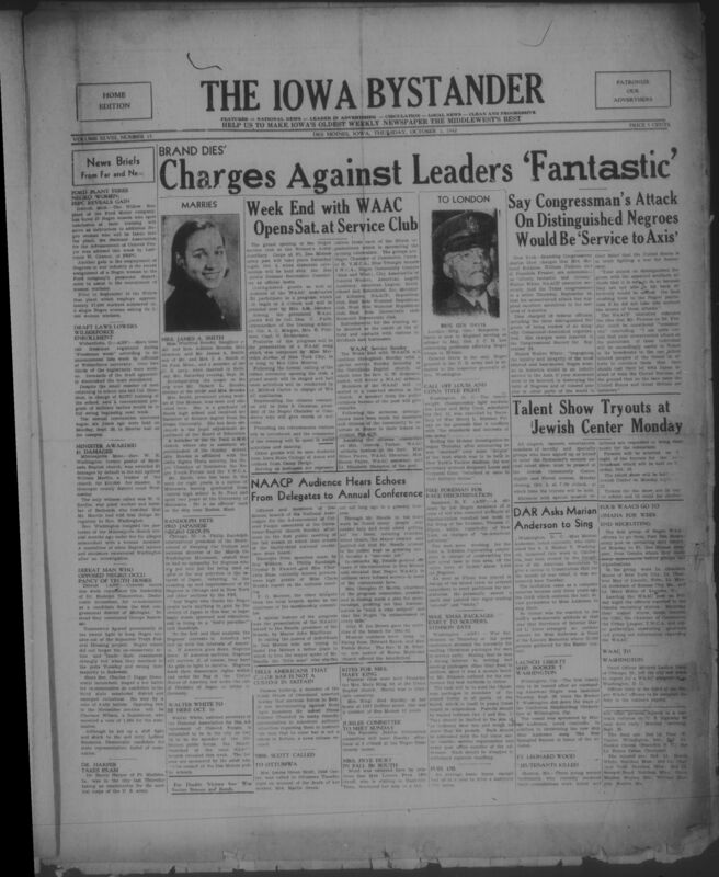 Contents include but are not limited to FEPC reports major gains for Black women hired at Ford Willow Run war plant, Draft laws sharply reduce male enrollment at Wilberforce University, Minneapolis minister wins nominal damages in slander suit clearing misconduct charges, Detroit voters defeat candidate who opposed Black occupancy of Sojourner Truth housing, A Phillip Randolph condemns pro Japanese activity among Black groups as harmful, Grand opening announced for WAAC service club at Fort Des Moines, and other topics. 
