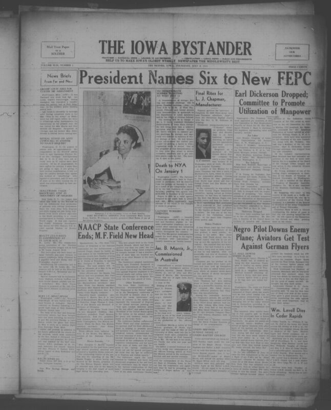Contents include but are not limited to Joe Louis Requests Transfer to Military Police Training to Support War Effort, NAACP Reveals Congressional Support and Opposition to Federal Anti Lynching Bill, Hollywood Criticized for Withdrawing Films Featuring Black Performers Amid Race Tensions, Iowa NAACP State Conference Elects New President and Demands End to Military and Defense Industry Discrimination, Negro Fighter Pilot Charles B Hall Downs Enemy Plane in First Combat Test, and other topics. 