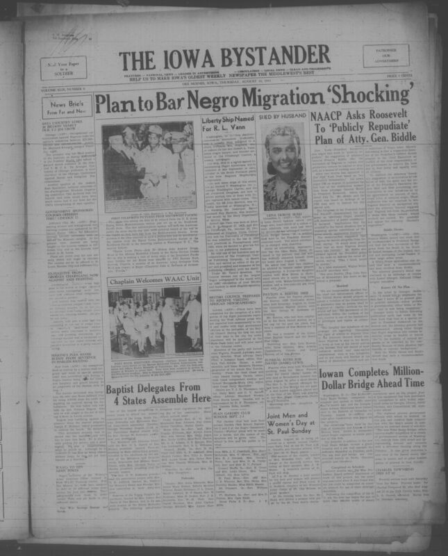 Contents include but are not limited to Says Industry Loses 30 Billion Yearly Due to Jim Crow Discrimination, Liberty Ship Named for R L Vann Honoring Negro Leader, Lena Horne Sued for Divorce by Husband, Government Sponsored Courses Offered Through Lincoln University for War Training, British Council Prepares Visit of West African Newspaper Editors, First Telephoto Pictures Sent From Southwest Pacific War Zone, Marine Plea Saves Buddy From Sentence After Harlem Rioting, and other topics. 