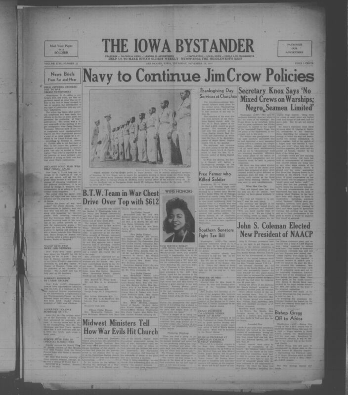 Contents include but are not limited to Field officers ordered not to bar Negro newspapers to stop discrimination in military posts, Long war will help Negro cause by accelerating social change and integration, Navy to continue Jim Crow policies limiting Black sailors’ roles and assignments, NAACP gets two more life members showing growing support and funding, Team Chest drive exceeds goal raising funds for wartime community support, Farmer cleared in soldier shooting case ruled justified homicide after investigation, Southern senators fight anti poll tax bill to block voting rights reform, and other topics. 